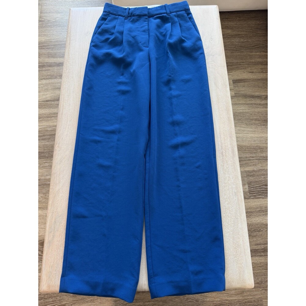 Aritzia The Effortless Pant Crepette in Deep Blue Size 6 Wide Leg Trousers